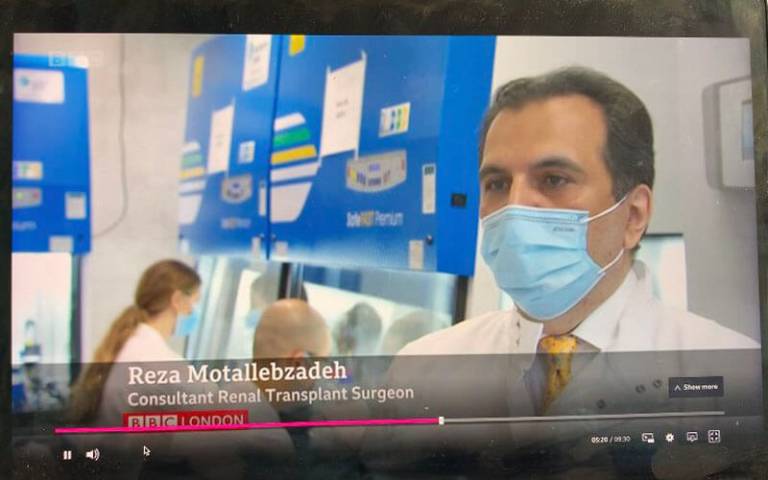A screenshot of Reza Motallebzadeh interviewed on BBC London news