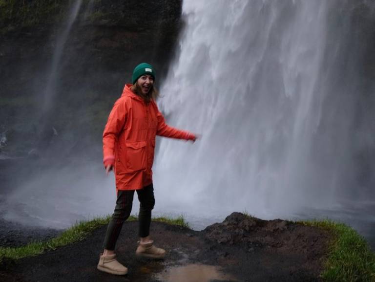 Roberta Perelli Photo in Iceland by a waterfall