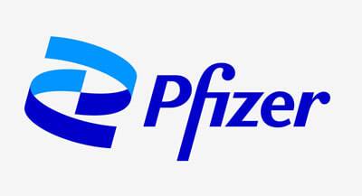 Pfizer logo, with blue text