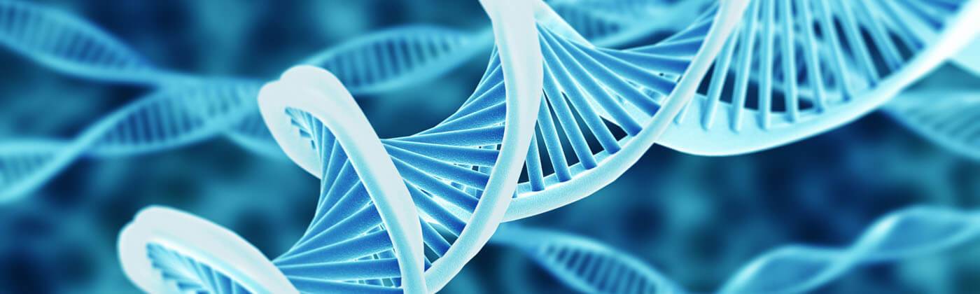 Concept image of a DNA helix in blue and white