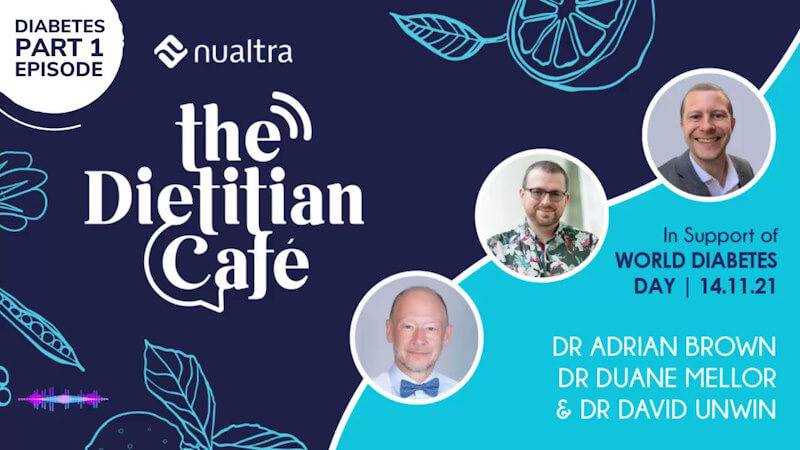 Poster advert for The Dietitian Cafe (Nualtra), featuring Dr Adrian Brown