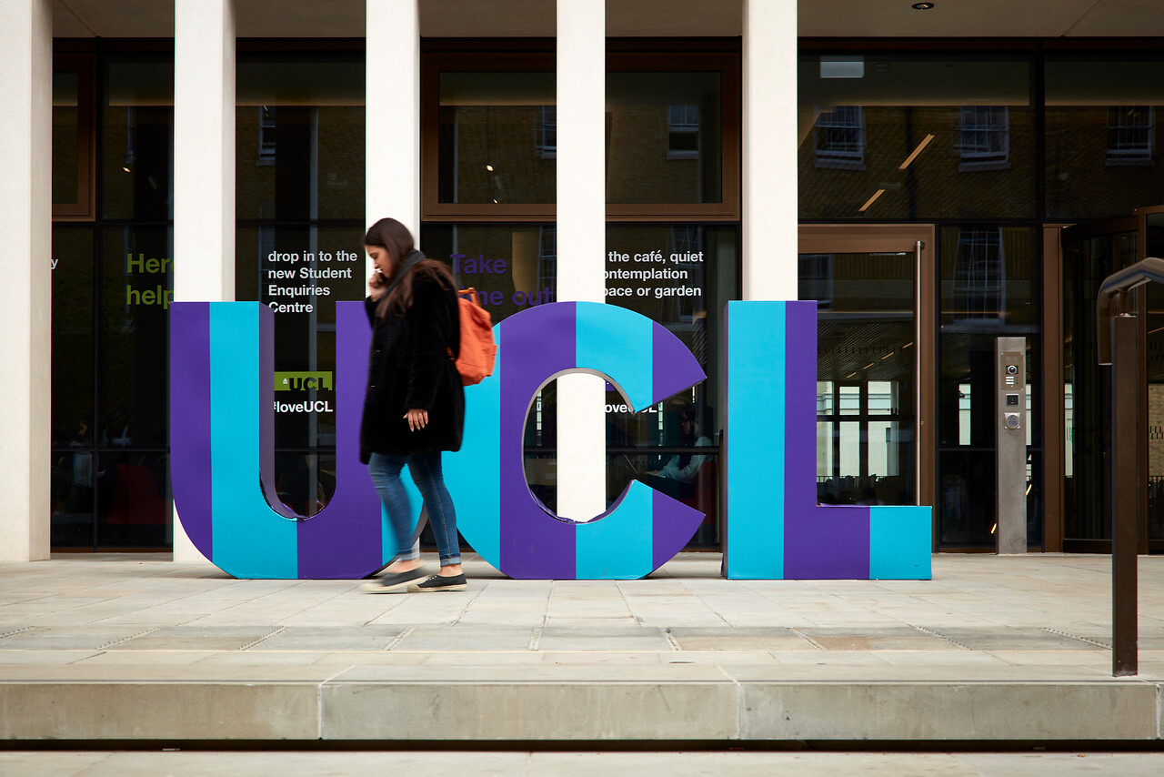 UCL sign outside new student centre