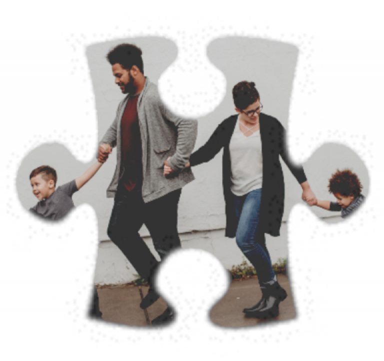 puzzle piece of family holding hands