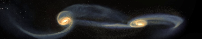 Simulation of colliding galaxies. Credit: NCSA, NASA, B. Robertson, L. Hernquist
