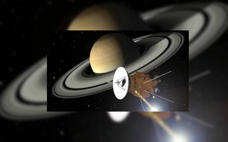 An artist's rendition of the Cassini spacecraft approaching the planet Saturn. Image credit: NASA/JPL