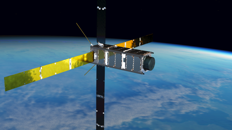 Artists impression of the SOAR spacecraft showing the MSSL INMS instrument on the end. Image courtesy: DISCOVERER consortium