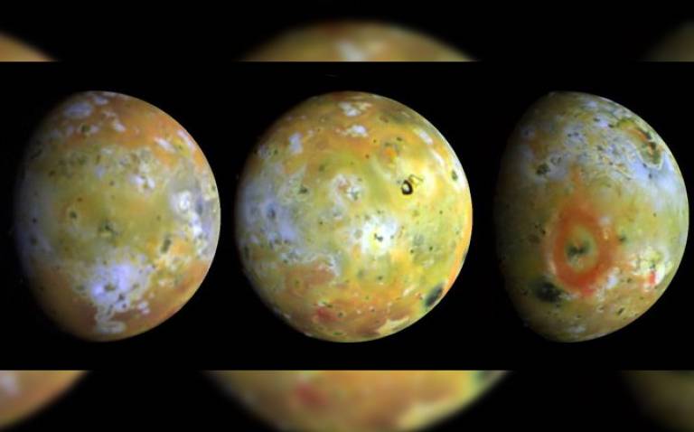 The different faces of Io taken by the Galileo spacecraft (Credit: NASA/JPL/Galileo Project)