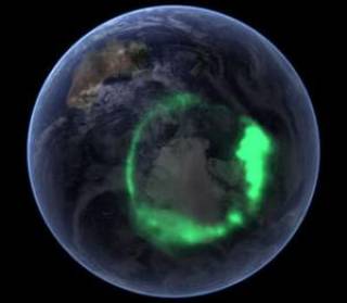 Aurora oval view from space