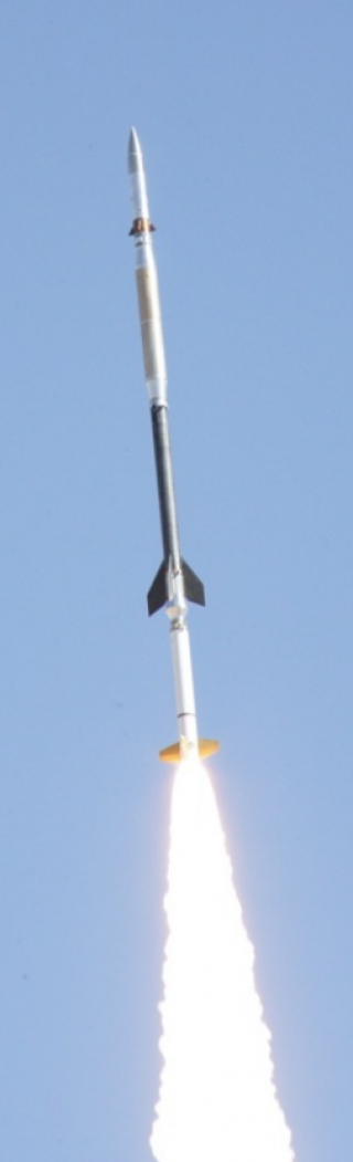 MOSES sounding rocket payload just after liftoff in Feb 2006.
