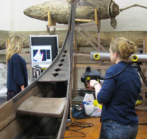 Handheld scan with Nikon Mdxx of the War Canoe at the British Museum stores