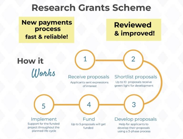 Infographic describing the new 5-step process to review Research Grant proposals