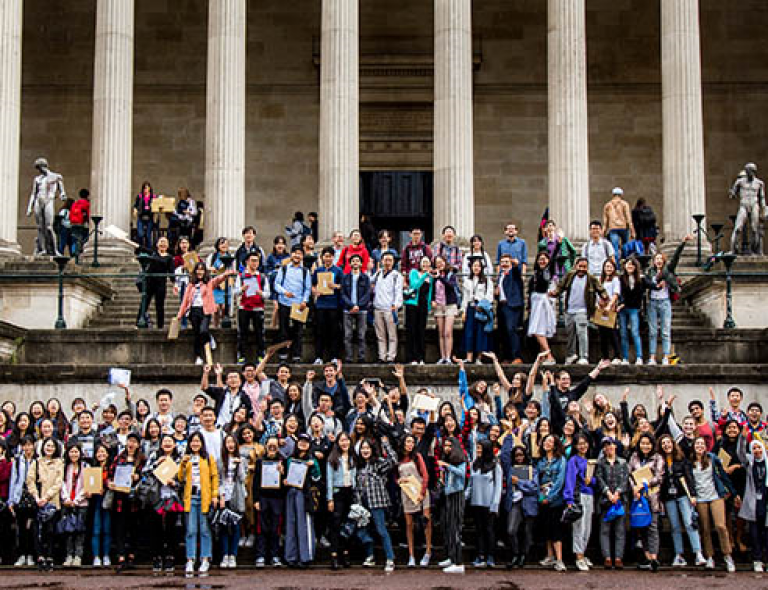 Students on steps