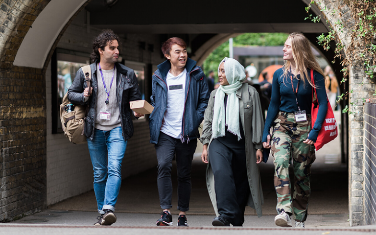 A group of UCL students walking together