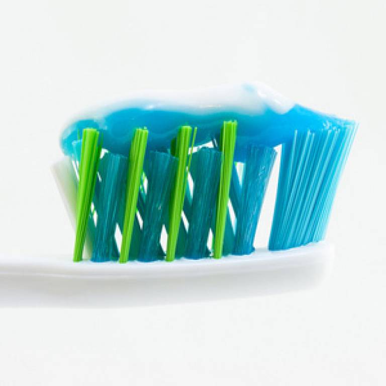 Toothpaste on toothbrush