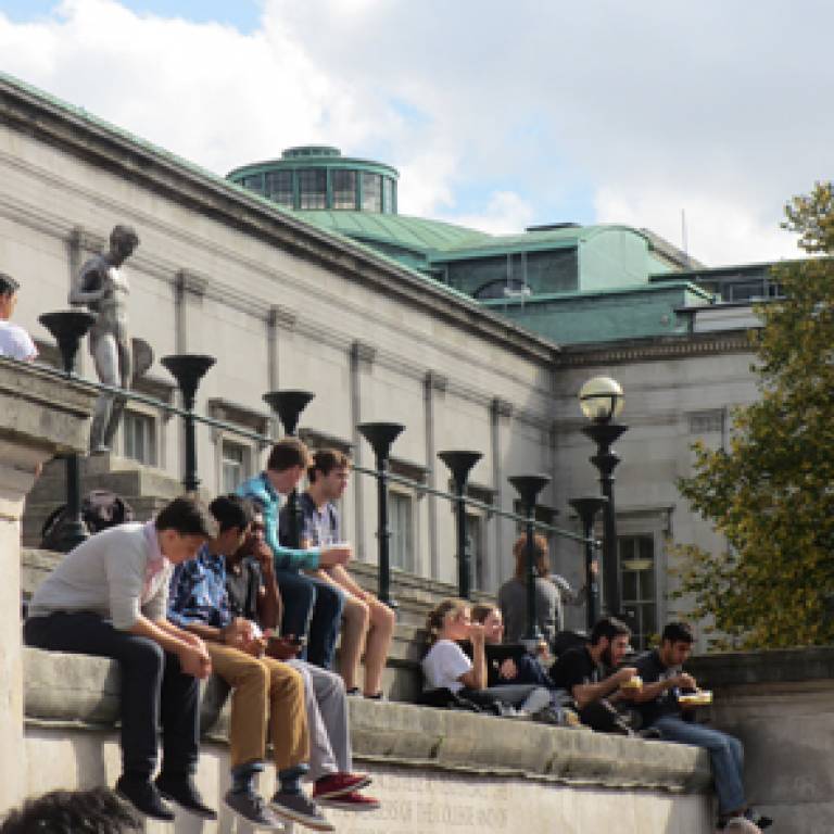 UCL students in the Portico