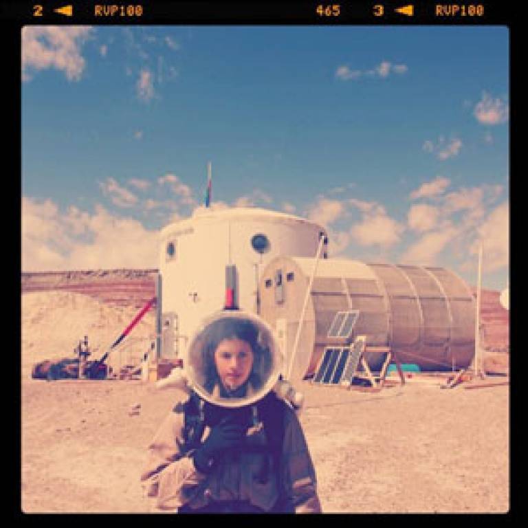 Angeliki Kapoglou outside the MDRS in the Utah desert