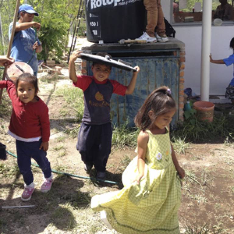 Children assisting with the project in Mexico