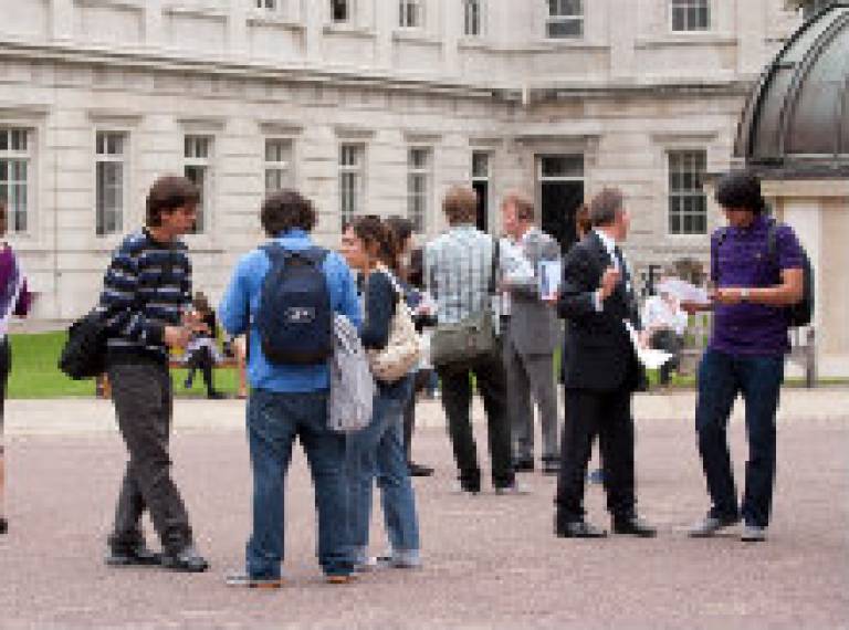 UCL students and staff in quad