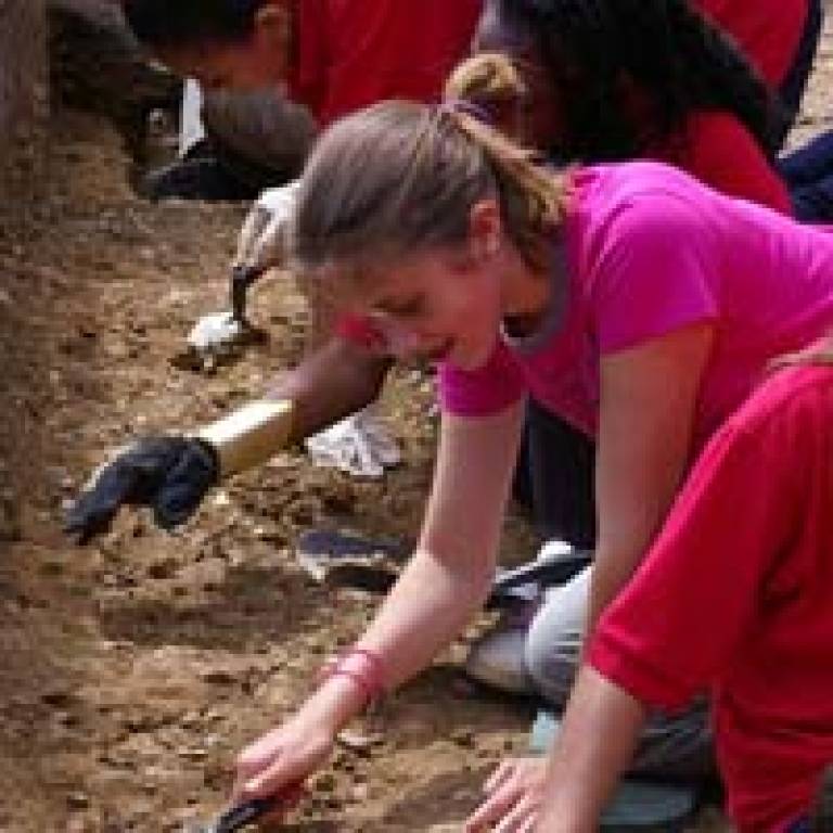 Pupils excavating on the site of John Norden's house