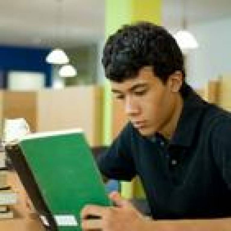Adolescent boy reading