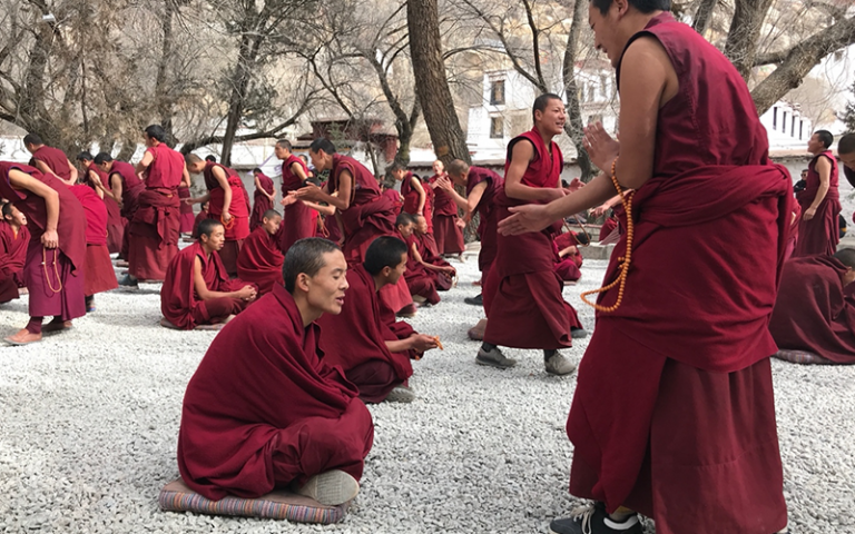 Monks debating in Sera Monastery