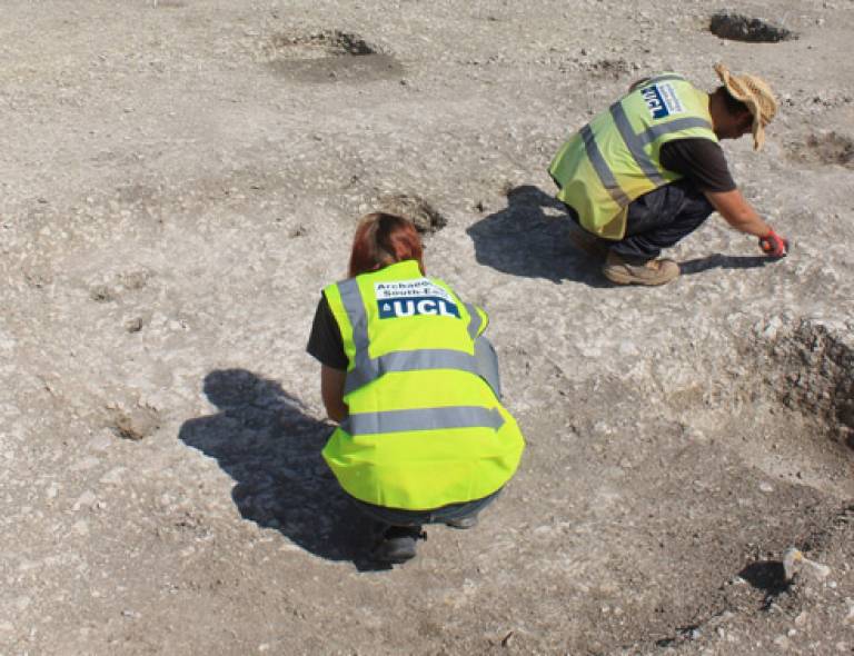 Archaeologists at work on a dig
