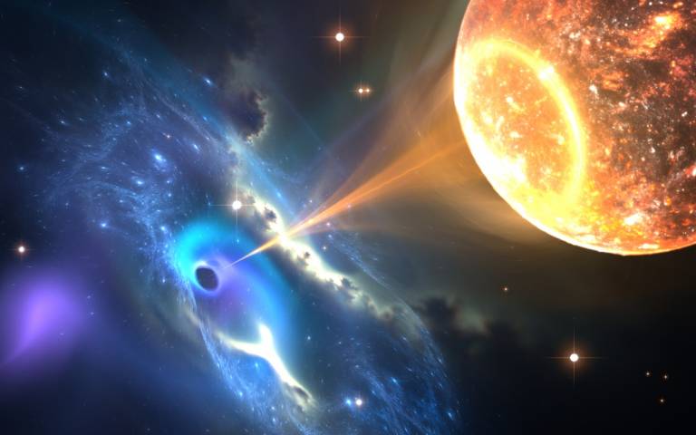 artist's impression of black hole and star