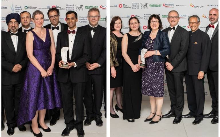 Two BMJ awards: UK research paper (left) and Clinical Leadership (right) 