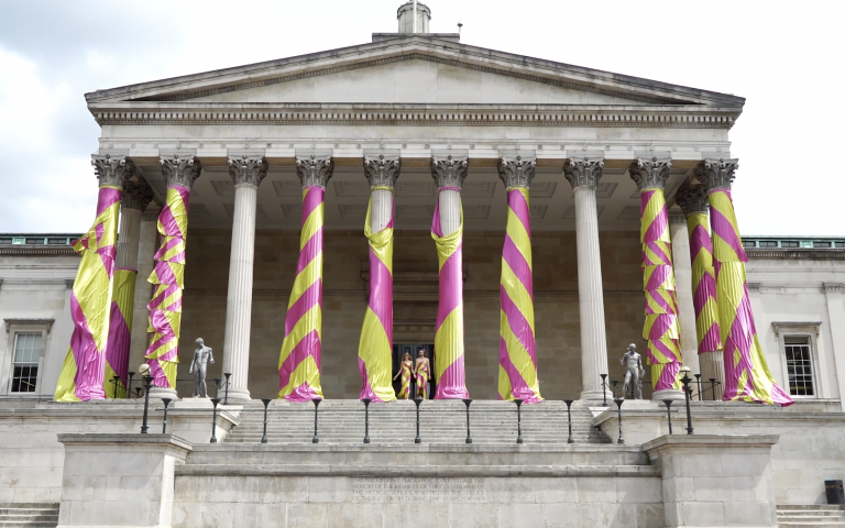 Boon and Baum garments on the portico