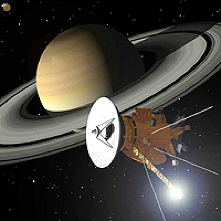 The Cassini spacecraft approaching Saturn