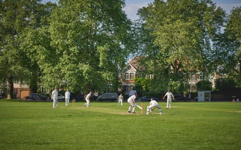 People playing cricket