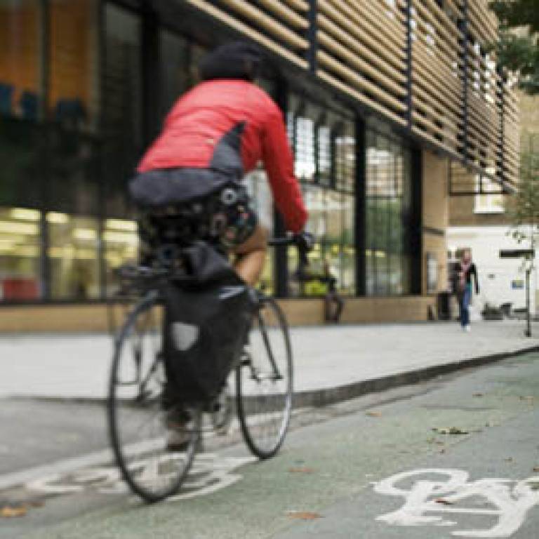Cyclist on Torrington Place