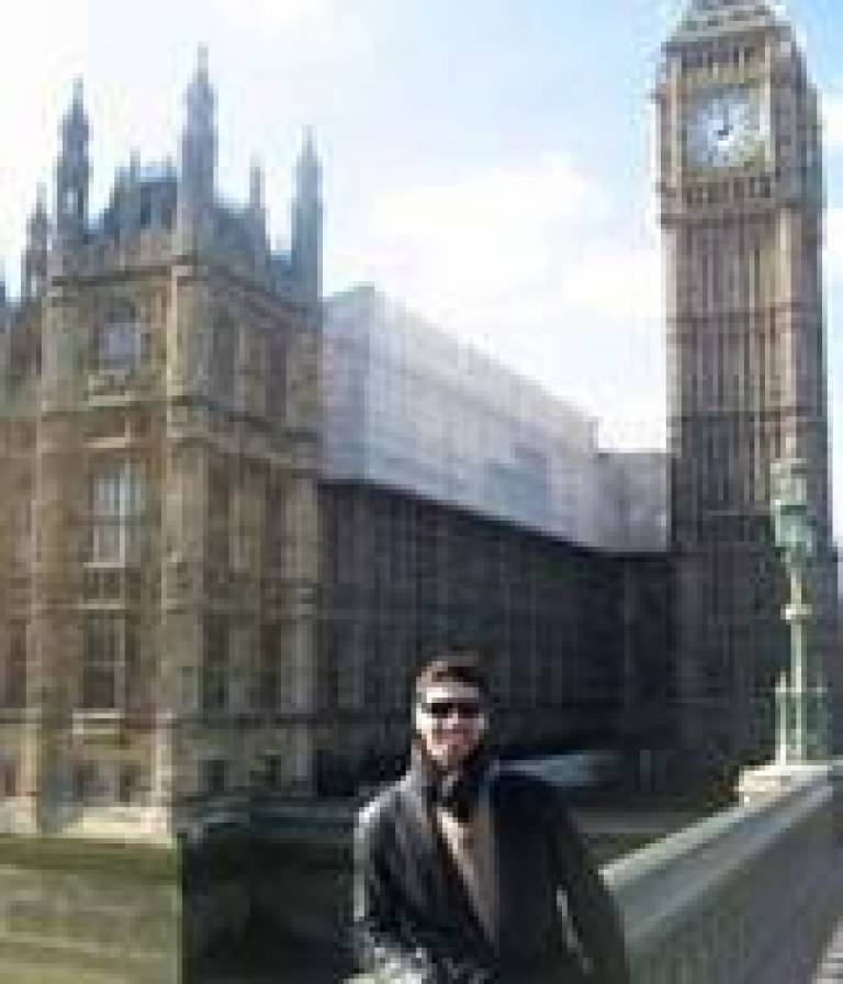 Dr Robert Wykes outside Houses of Parliament