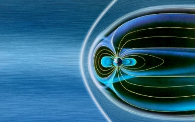 illustration of Earth's bow shock and magnetosphere