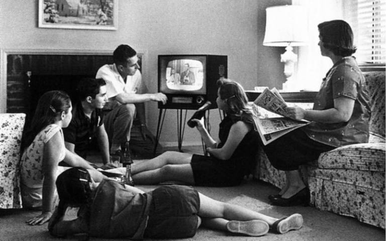 Family watching TV 1958