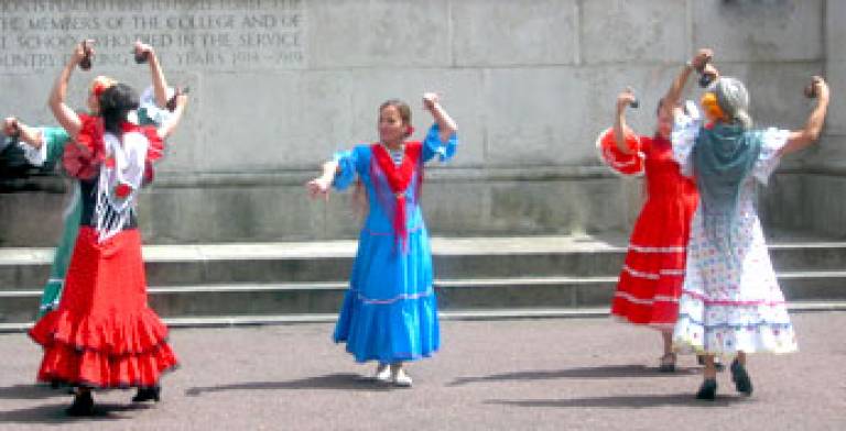 Traditional Spanish flamenco dancers