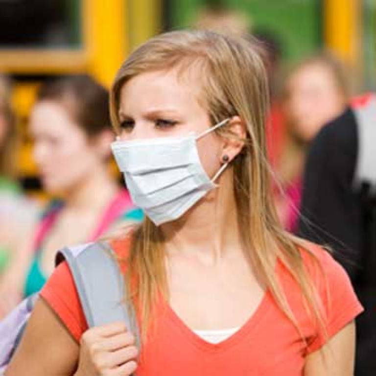 Student wearing protective mask