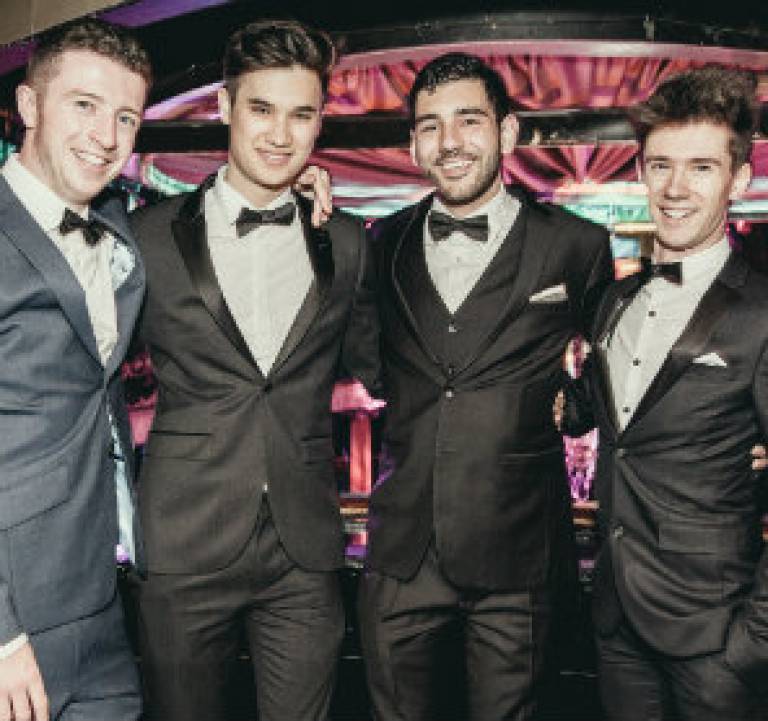 Pictured at the 2015 Fresher's Ball (l-r): Finn O’Malley, Nick Morosi, Dara Vakili and George Barker