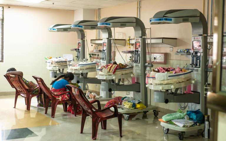 image taken of a ward with babies at the Jawaharlal Institute of Postgraduate Medical Education & Research in Puducherry, India.