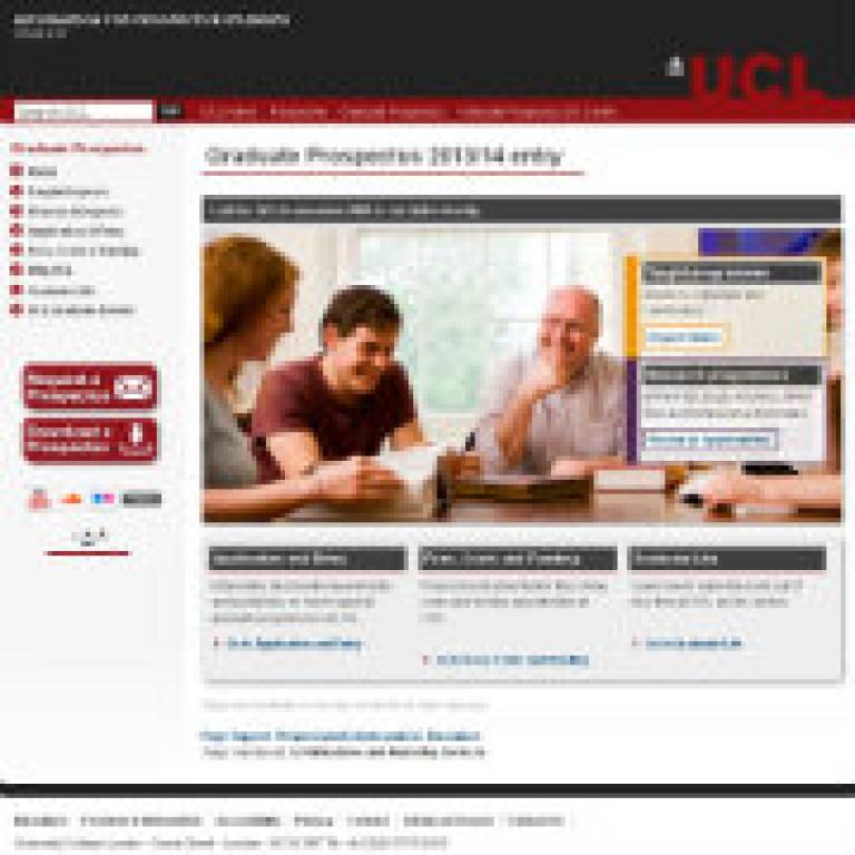 UCL Graduate Prospectus 2013 entry
