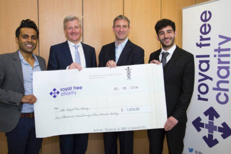 UCL Halls of Residence social committees donate £1,023 to Royal Free Charity