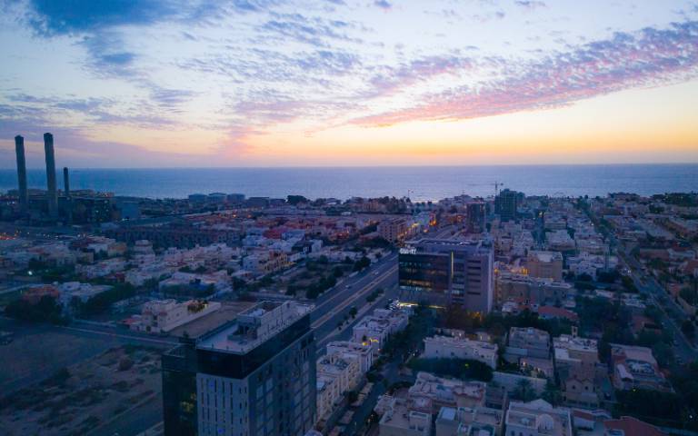 Skyline of the city of Jeddah at sunset