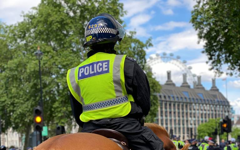 Police officer atop a horse