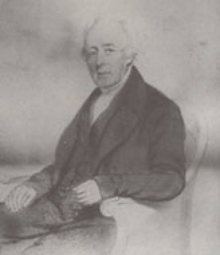A pencil drawing of Joseph Crabtree, dated 1854