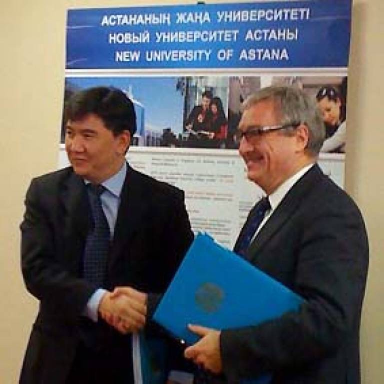 Mr Aslan Sarinzhipov, President, New University of Astana with UCL's Professor Michael Worton