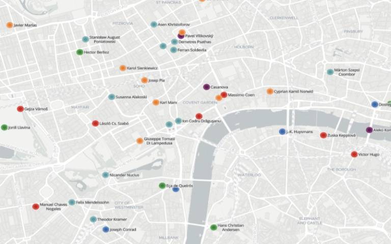 European literary map of London