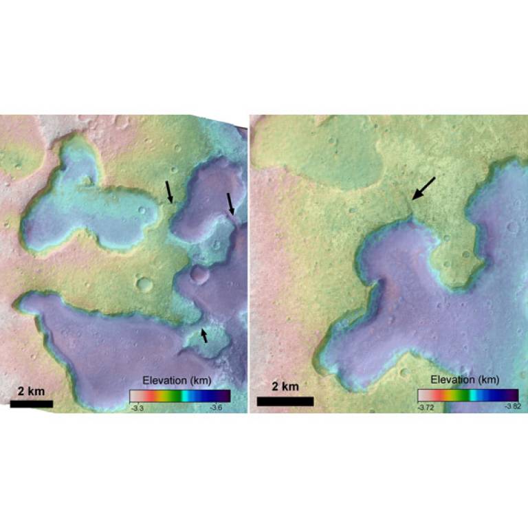 Depressions on Mars interpreted as ancient lakes