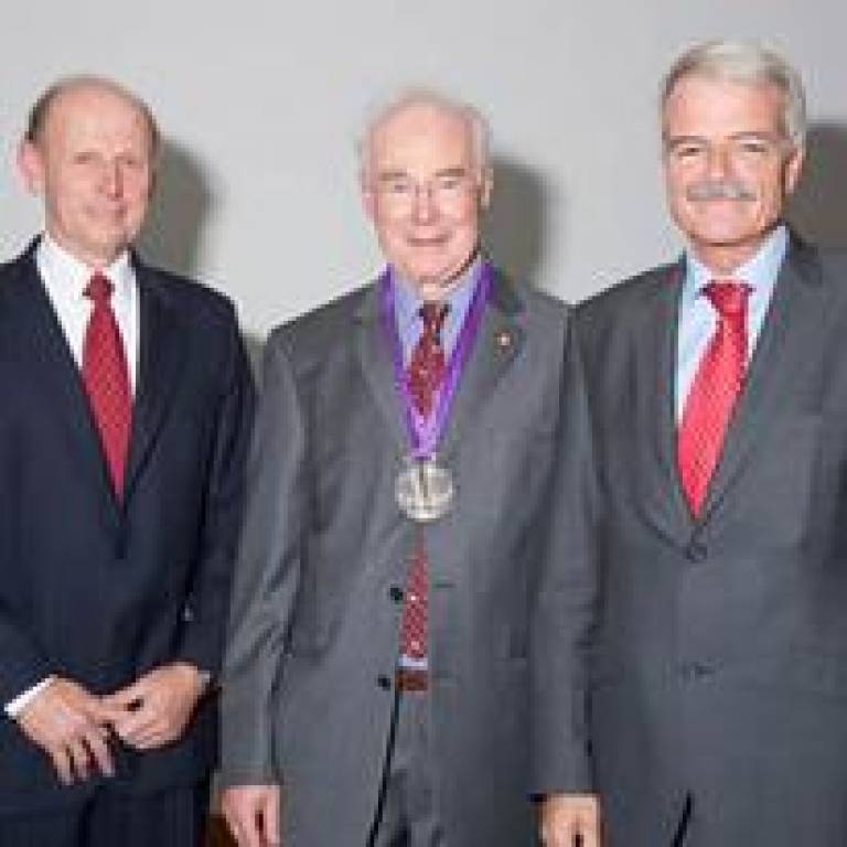 Professor Sir Martin Evans with Provost and Professor Tony Segal