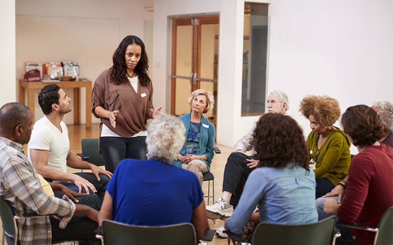 Group of people in community centre