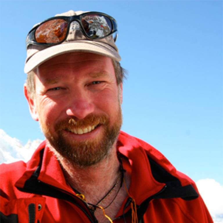 Mike Grocott at the summit of Everest